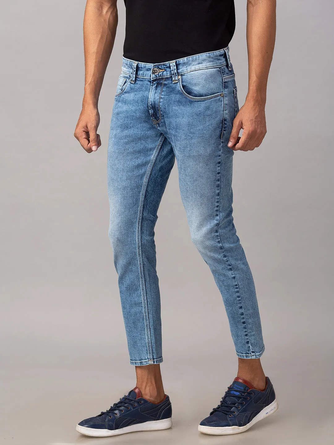 Spykar Men Light Blue Slim Fit Tapered Length Mid Rise Jeans(Kano)