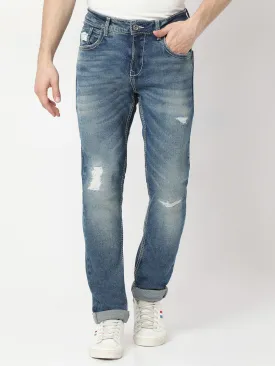 Spykar Mid Blue Skinny Fit Low Rise Jeans For Men