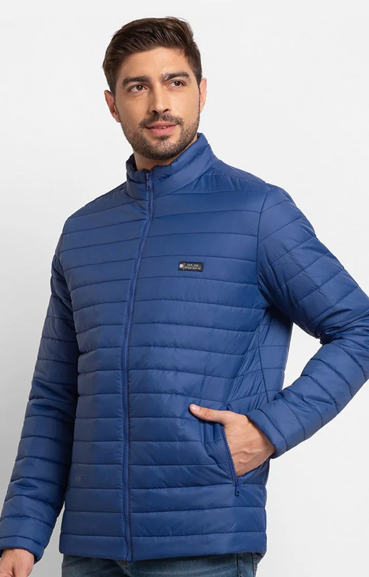 Spykar True Blue Nylon Full Sleeve Casual Jacket For Men