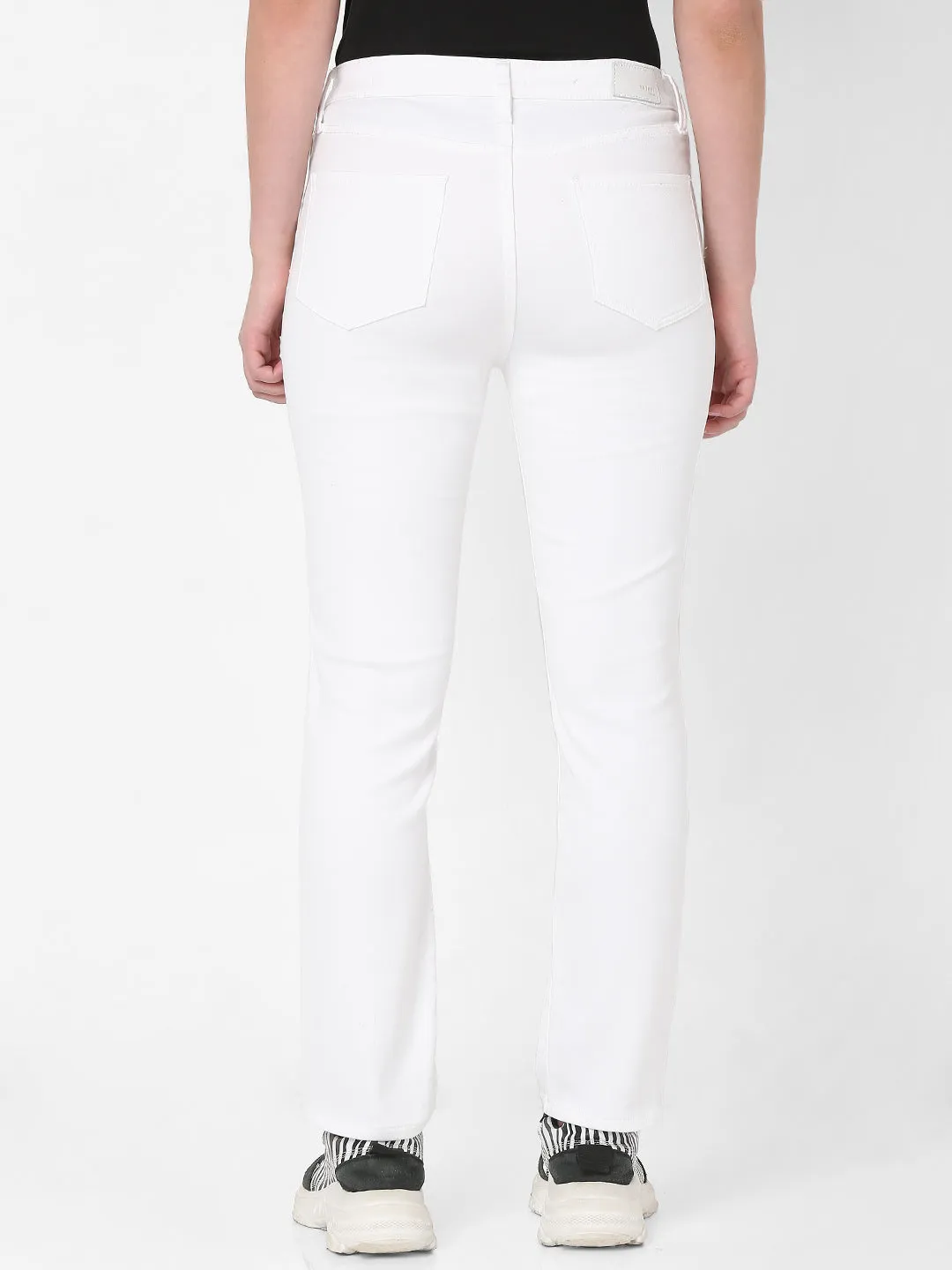 Spykar Women White Cotton Slim Straight Fit Ankle Length Jeans (Emma)