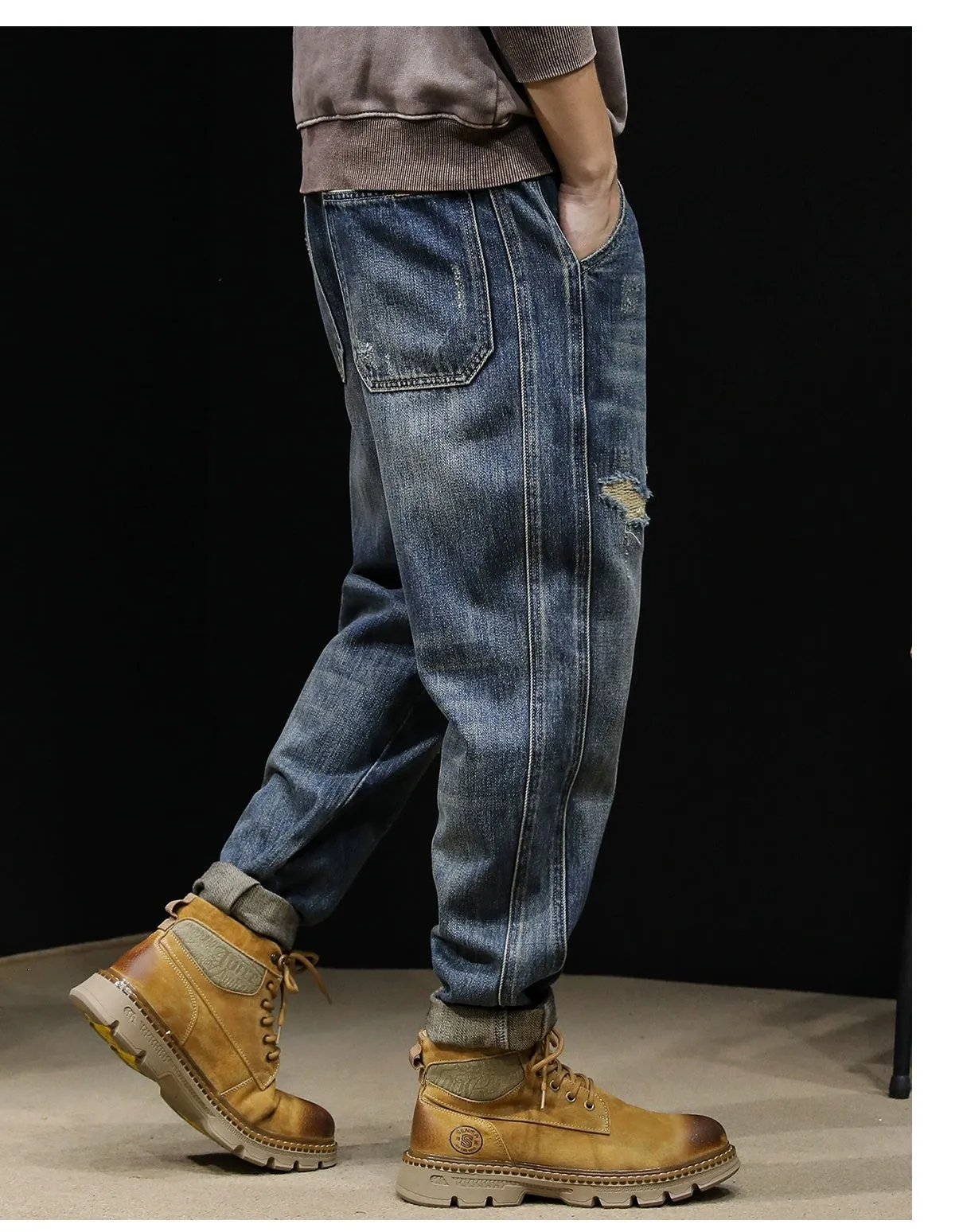 Straight leg Loose fit Vintage Jeans For Men