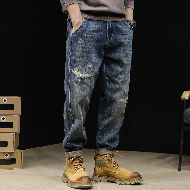 Straight leg Loose fit Vintage Jeans For Men