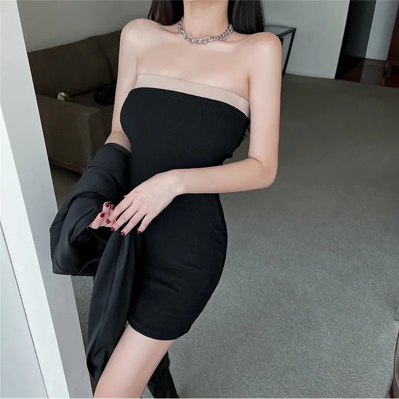 Strapless Hip-Hugging Two-Piece Set Off-Shoulder Dress