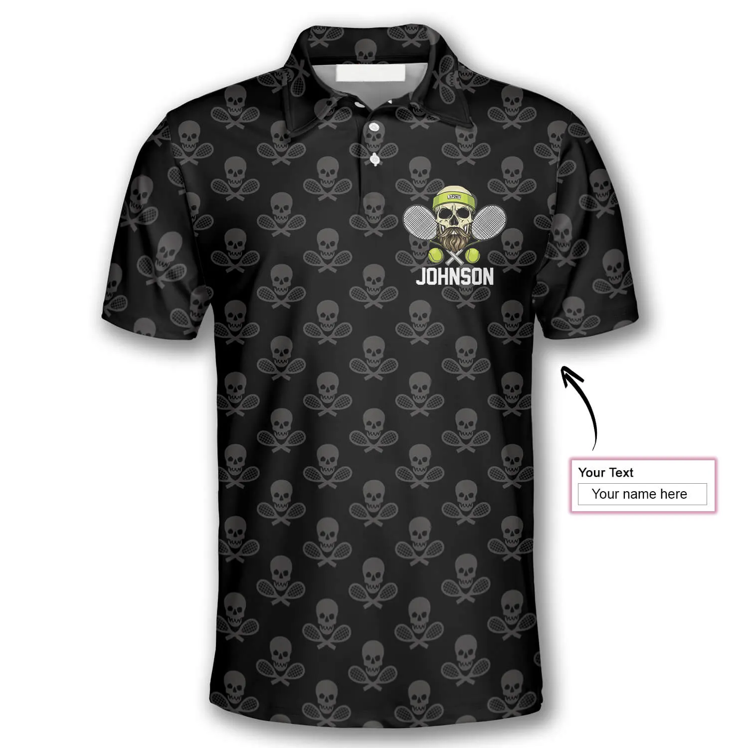 Tennis Skull Pattern American Flag Custom Polo Tennis Shirts for Men