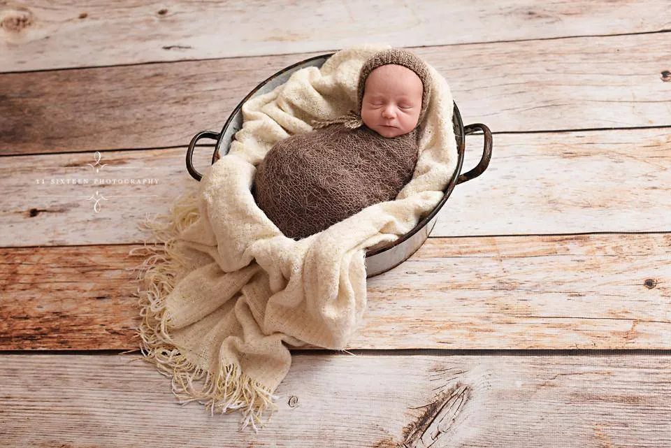 Toffee Brown Sunflower Mohair Knit Baby Wrap