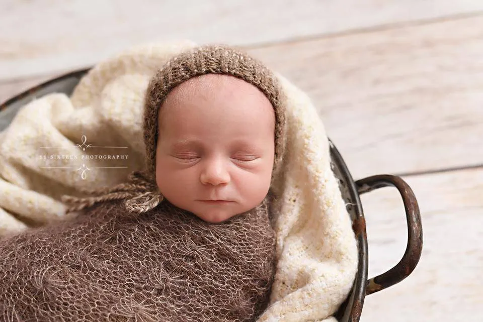 Toffee Brown Sunflower Mohair Knit Baby Wrap