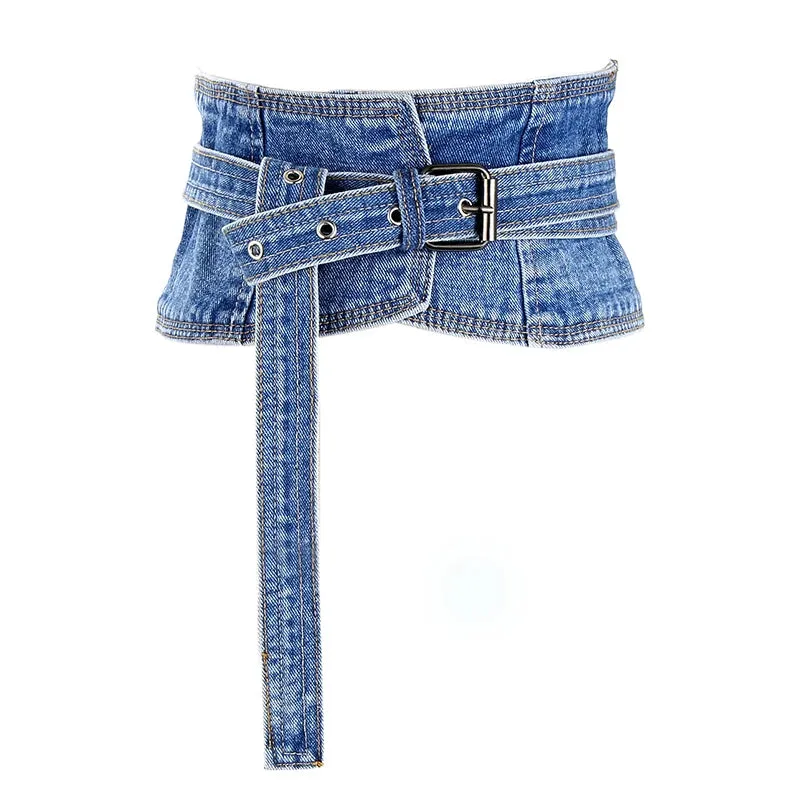 Trendy Denim Waist Buckle Belt