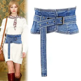 Trendy Denim Waist Buckle Belt