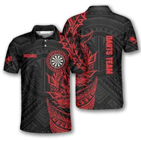 Tribal Tattoo Red Black Custom Darts Shirts for Men, 3D All Over Print Dart Shirt