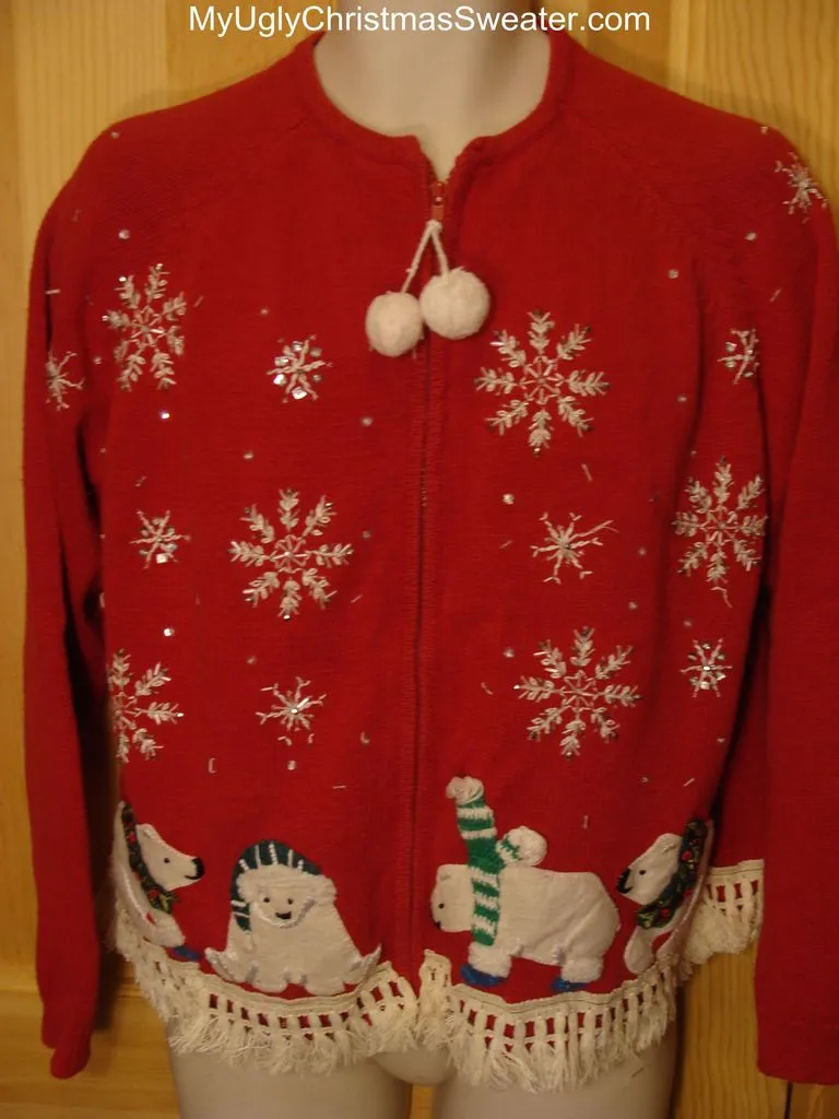 Ugly Red Christmas Sweater with Polar Bears