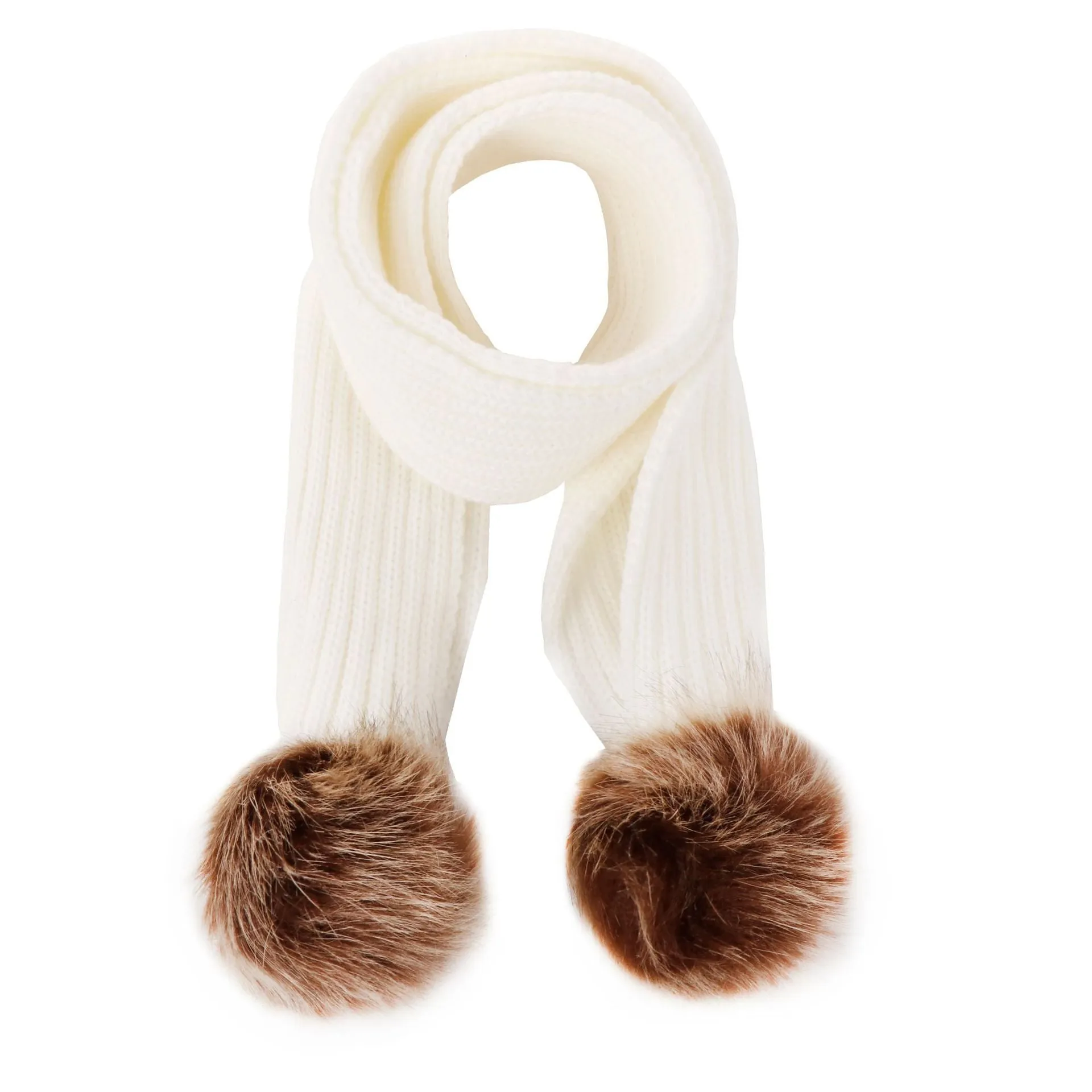 Unisex Warm Knitted Double Pompom Hats And Scarf Set