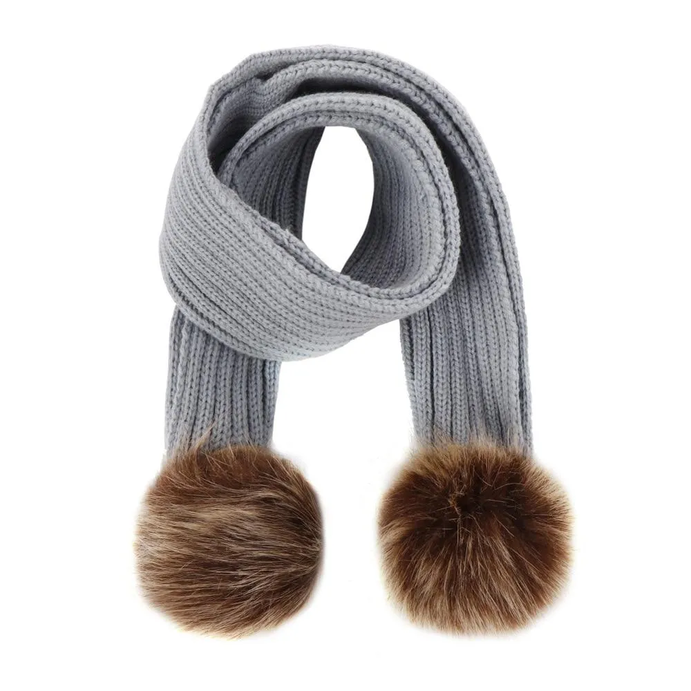 Unisex Warm Knitted Double Pompom Hats And Scarf Set