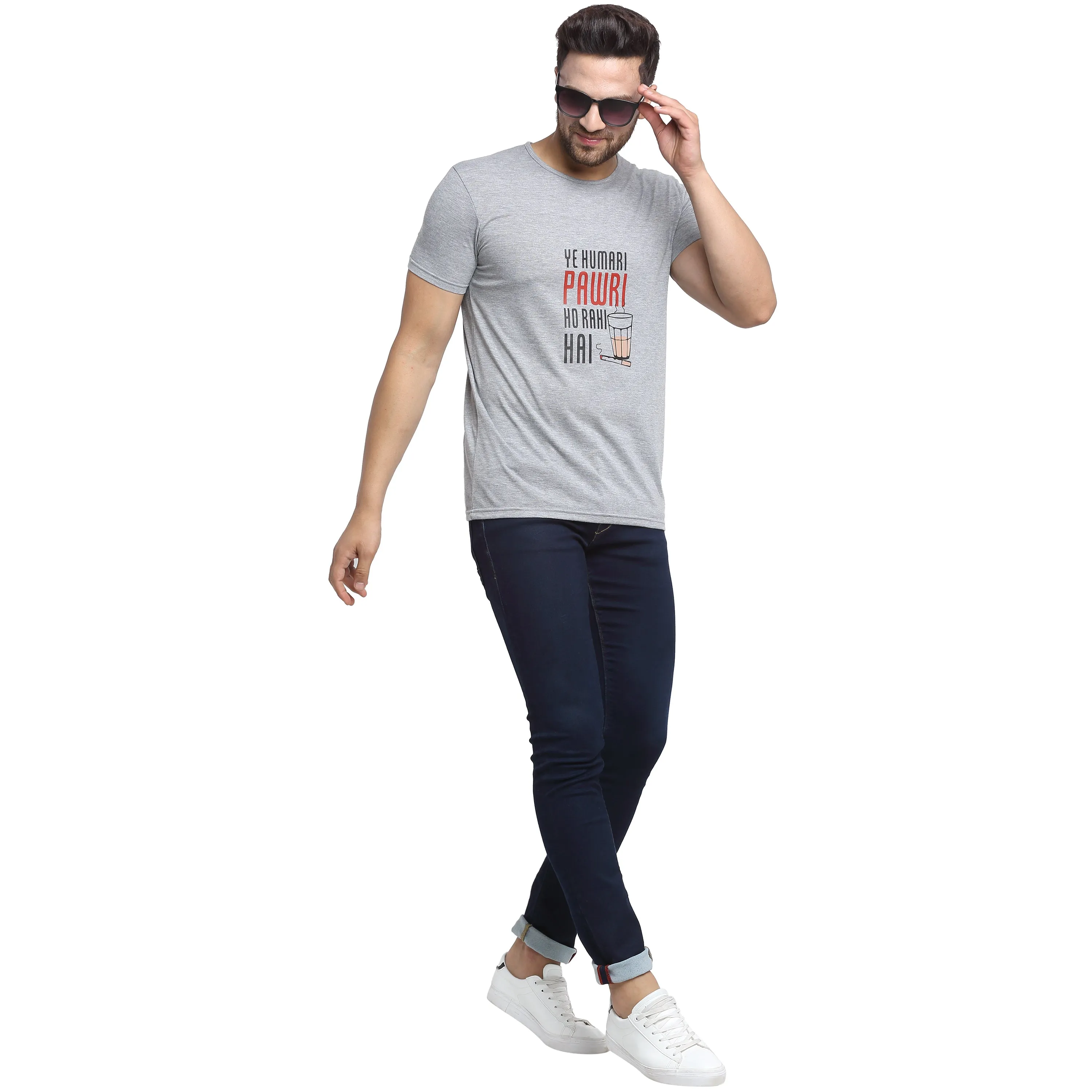 Vimal Jonney Round Neck White T-shirt For Men's