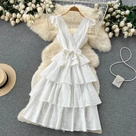 White A line short dress fashion girl dress     S357