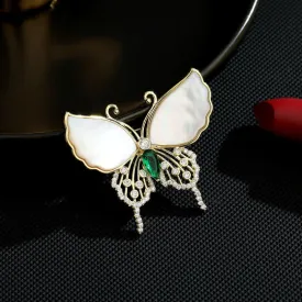 Women's Natural Shell Butterfly Brooch