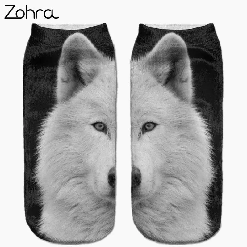 Zohra New arrival Snow White Samoyed Full Print Sock Women Men Low Cut Ankle Sock Cotton Hosiery Slippers Casual Socks