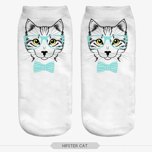 Zohra New arrival Snow White Samoyed Full Print Sock Women Men Low Cut Ankle Sock Cotton Hosiery Slippers Casual Socks